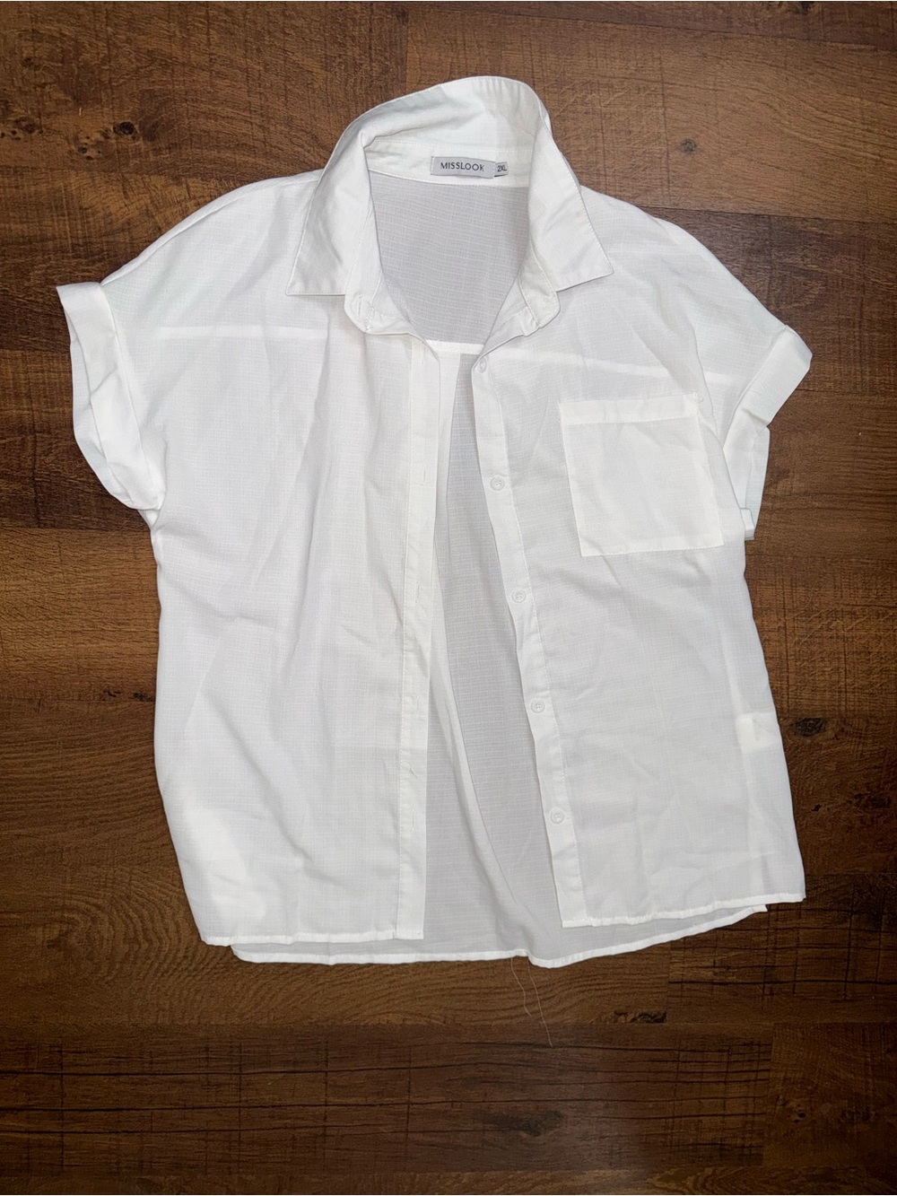 MISSLOOK White Collared Button-Up Blouse
